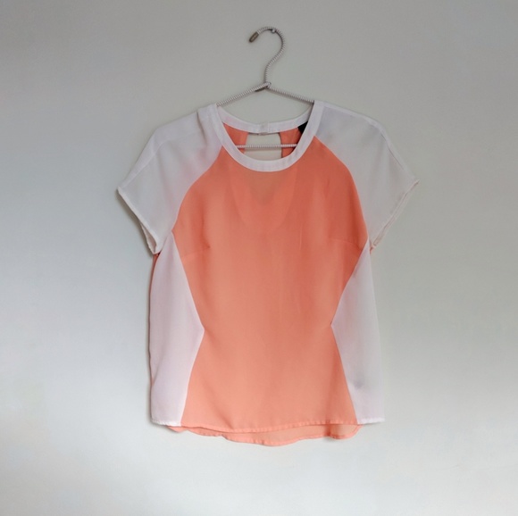 $5 SALE Peach & Ivory Short Sleeve Top, XS, S, Mossimo, Target - Picture 2 of 6
